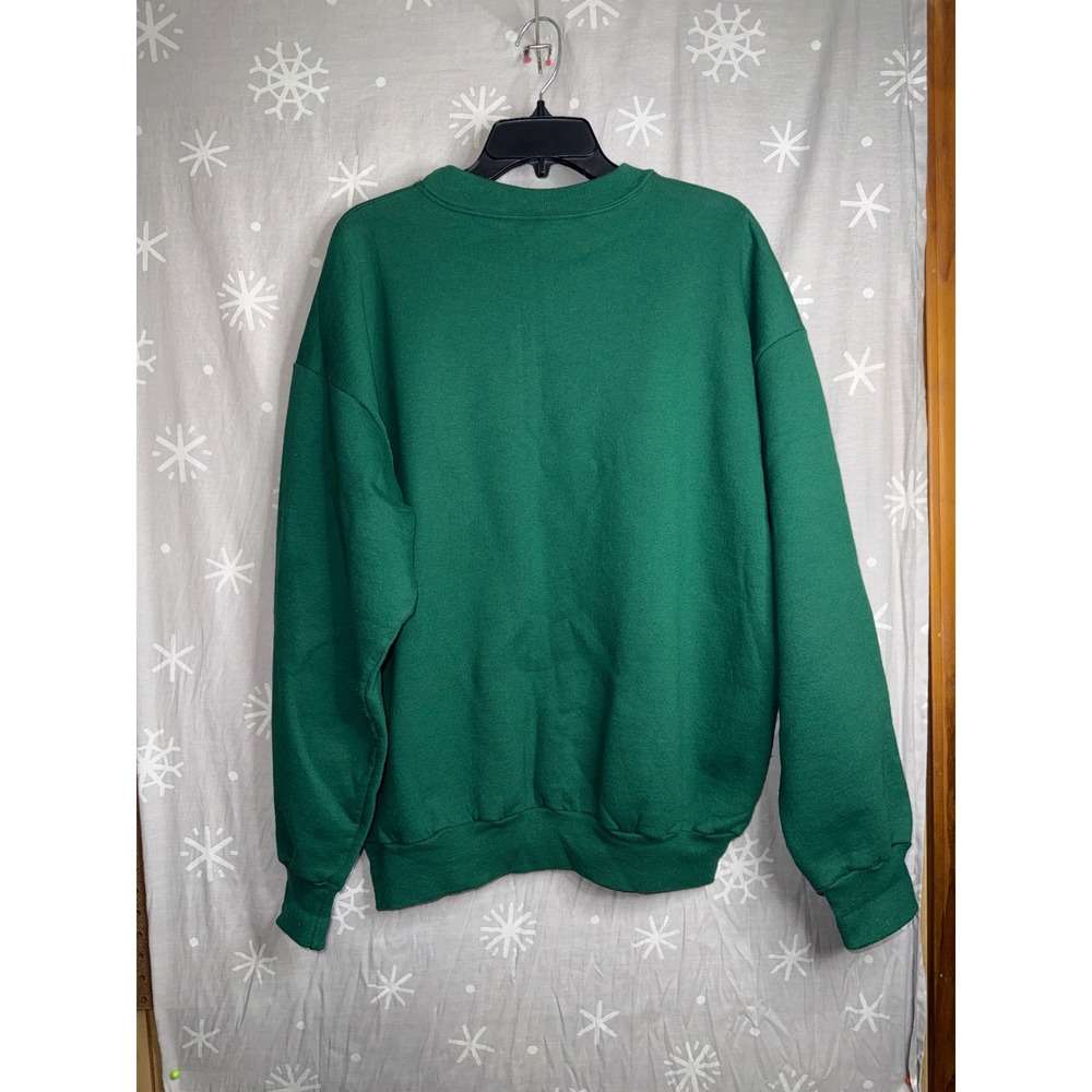 Vintage Green God's Wise Frog Angel Religious Sweatshirt 1 Corinthians 1:25 XL - Picture 2 of 3